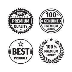 Business badges vector set in retro vintage design style. Abstract logo. Premium quality. 100% guarantee. Best product. Sale emblems. Concept labels in black & white colors. 