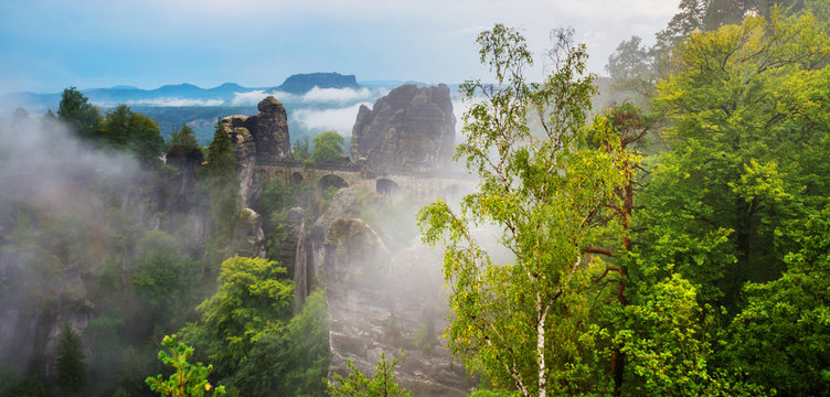 National park Saxon Switzerland, Germany: View from viewpoint of Bastei