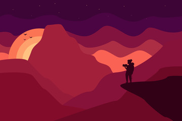 Web vector illustration on the theme of Climbing, Trekking, Hiking, Walking.