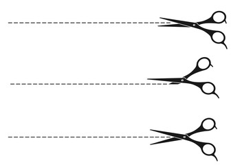 scissors with cut lines. vector Illustration