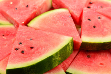 Juicy watermelon slices background. Top view.