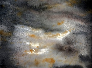 Abstract Watercolor Black White and gold Background