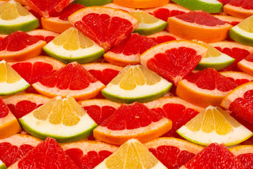 Pomelo and grapefruit slices background.