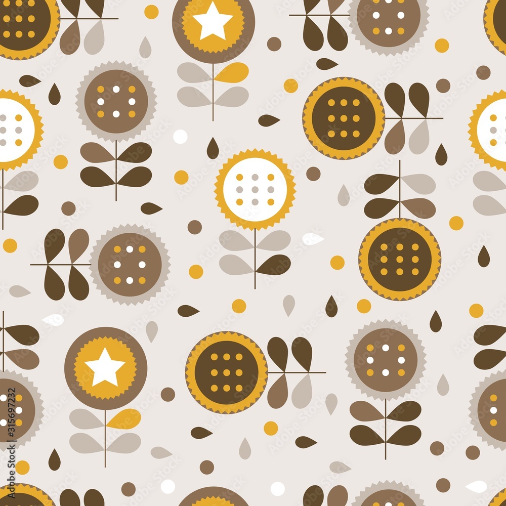 Aufkleber seamless pattern of beautiful textured flowers. abstract background with geometric elements. botanic