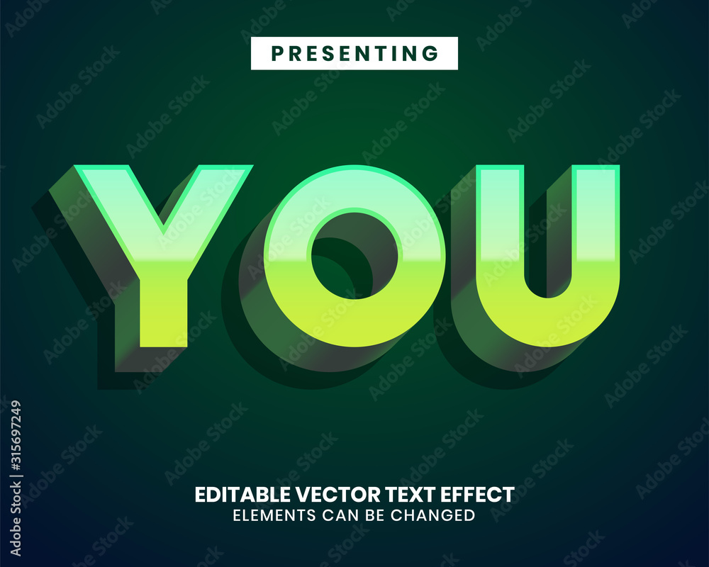 Poster modern style with cool gradient editable text effect