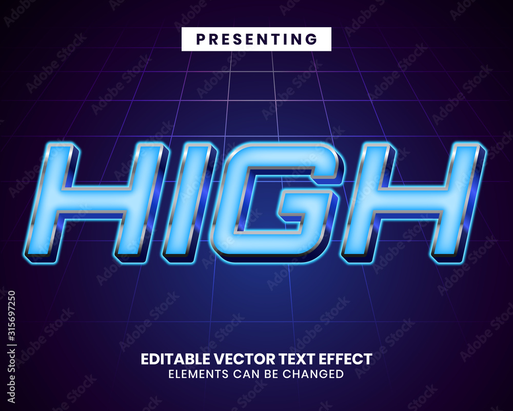 Poster 3d 80s retro futuristic style editable text effect