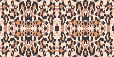 Dirt Leopard Drawing Vector Seamless Pattern. Dirt Bohemian Leopard Fabric Design Graffiti Designs. Coffee Handmade Tiles Background. Chocolate Jaguar Handmade Tile Art.