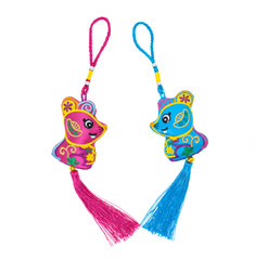 Fototapeta premium Tradition Chinese cloth knot rat,2020 is year of the rat,Chinese characters translation: good bless for new year