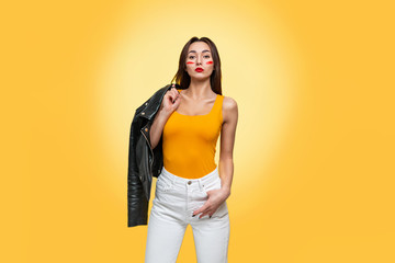 Feminism and the concept of equal rights and independence for women. Caucasian young woman with a...