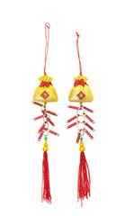 Traditional chinese new year decoration knots on white background,Chinese characters translation: good bless for money