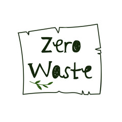 Zero waste hand drawn logo template. Vector element isolated on white background.