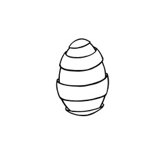 Harvesting eggs for coloring, design, holiday decoration. Straight ribbon wrapped egg, 3d. Easter egg 2020, drawn in black marker