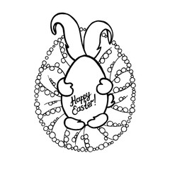 Easter bunny. Happy easter. A beautiful option for a greeting card, holiday design, children's art. Coloring book