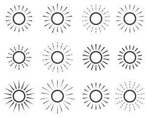 suns icon collection on white background, sun symbol. vector Illustration