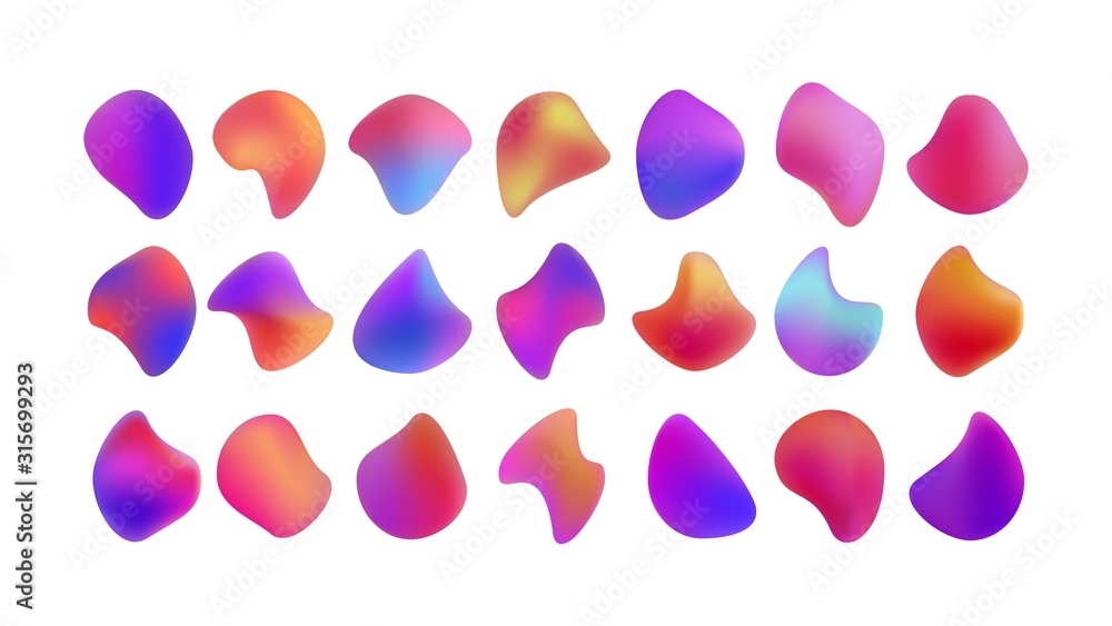 Poster set of different color transitions, gradients on a white background. different shades of pink in gra