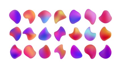 Set of different color transitions, gradients on a white background. Different shades of pink in gradient icons. Multicolored gradient waves.