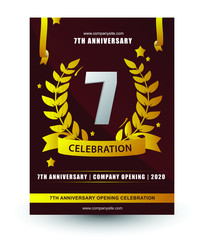 Anniversary celebration. Numbers with leaf crown, stars, ribbons. Vector illustration. Party event decoration.
