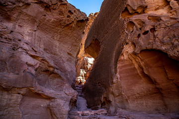 The passage in the rocks of Solomon Pillars in Timna park