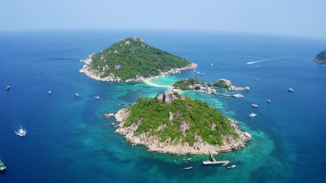 Aerial drone view of beautiful Koh Tao island in Thailand
