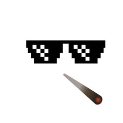 Thug life meme pixel glasses icon, vector  Illustration. 