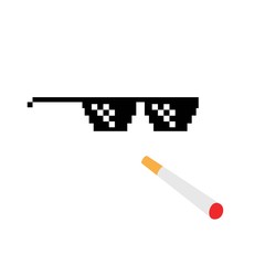 Thug life meme pixel glasses icon, vector  Illustration. 