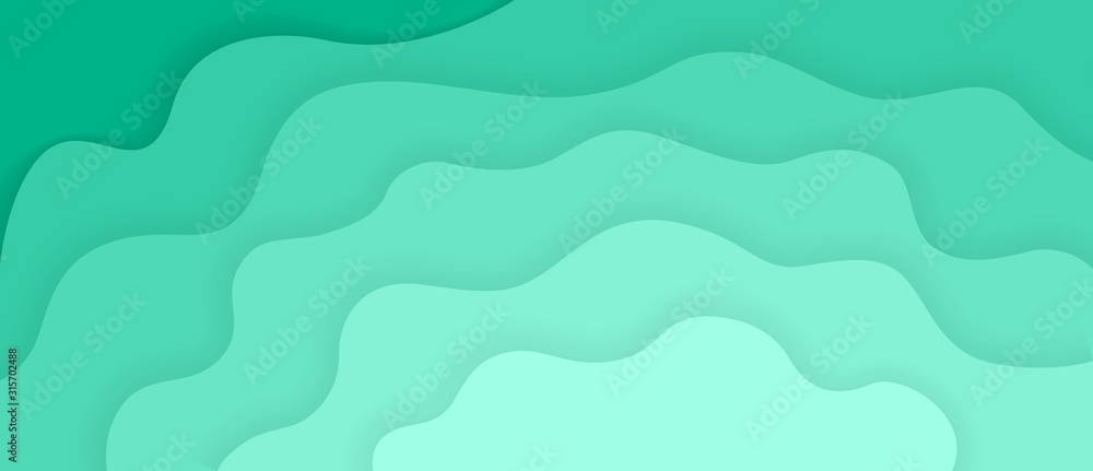 Poster abstract wavy background turquoise color, smooth transition. bright gradient simple background.
