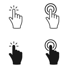 Touch vector icons set.Hand Cursor symbol. black Illustration isolated for graphic and web design