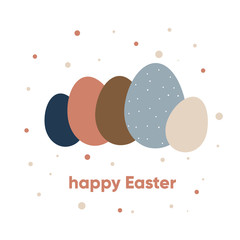 Happy Easter. Vector set of colorful stylish decorative eggs. Modern flat style illustration. Greeting card template, banner. - 315703002