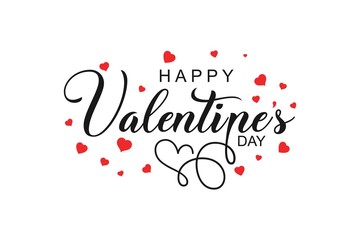 Fototapeta na wymiar Valentines day background with heart pattern and typography of happy valentines day text . Vector illustration. Design template celebration.