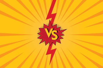 Versus. vs. fight backgrounds in flat comics style design with halftone, Vector illustration.