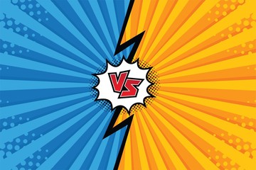 Versus. vs. fight backgrounds in flat comics style design with halftone, Vector illustration.