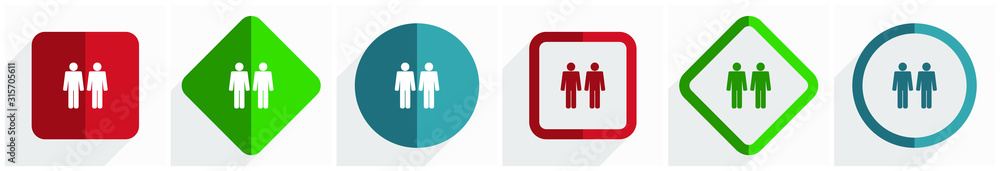 Poster Couple icon set, flat design vector illustration in 6 options for webdesign and mobile applications in eps 10