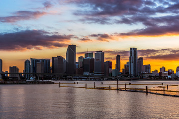 Fototapeta na wymiar sunset Miami downtown