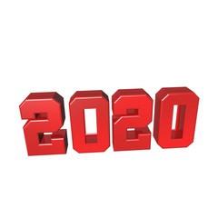 2020 3d text isolated on white background. 3d render illustration