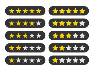 Five stars rating icon. Rate status level for app. Vector illustration.
