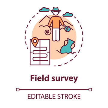 Field Survey Concept Icon. Treasure Hunting. Archeological Expedition. Relic Search. Start Historical Study Idea Thin Line Illustration. Vector Isolated Outline Drawing. Editable Stroke