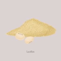 A bunch of lecithin on a gray background. Lecithin is a fat-like chemical, medical substance.