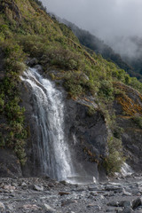 Franz Josef Glacier New Zealand. Mountains. Waterfall