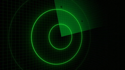 Green Radar Screen, Air Traffic.