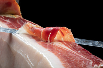 corte de jamón iberico. Iberian ham cut.