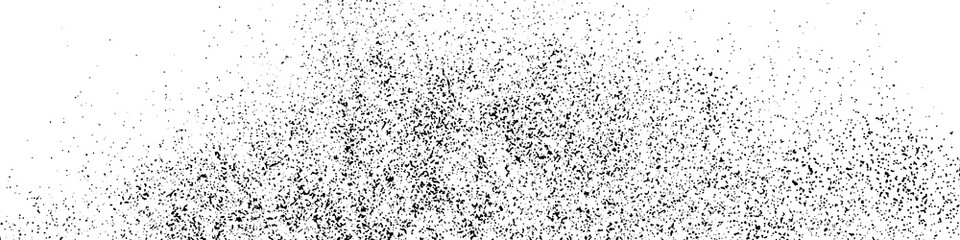 Black Grainy Texture Isolated On White Background. Dust Overlay. Dark Noise Granules. Wide Horizontal Long Banner For Site. Vector Design Elements, Illustration, EPS 10.