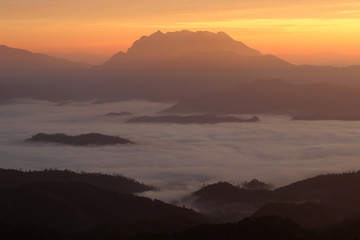 Mountains and foggy views in the morning
