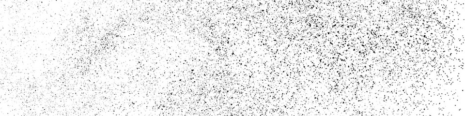Black Grainy Texture Isolated On White Background. Dust Overlay. Dark Noise Granules. Wide Horizontal Long Banner For Site. Vector Design Elements, Illustration, EPS 10.