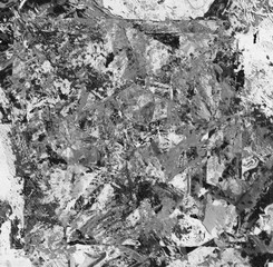 Abstract black and white color acrylic and watercolor painting. Monoprinting template. Canvas texture background.