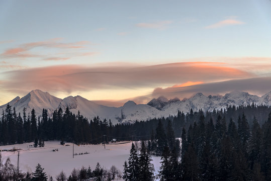 Views on Tatra Mountain in winter scenery from Bukowina Tatrzanska. © Ralfik D