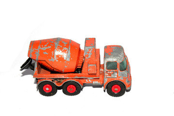 Fototapeta premium Vintage Tin Toy Vehicle Industrial Truck on White Background 