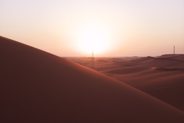 Pastel colored desert sunrise in Riyadh, Saudi Arabia