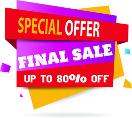 final Sale 80 percent off  - vector creative banner illustration. Abstract concept discount promotion layout on white background. Design elements.