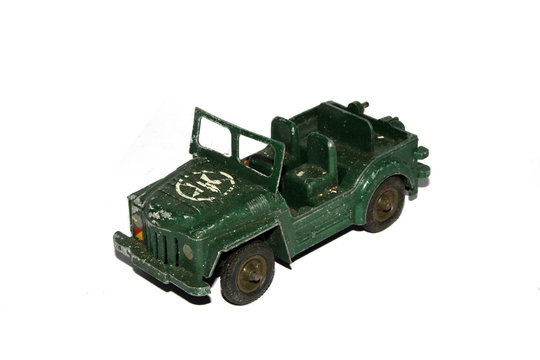 Military Tanks Truck Toy Well Played With on White Background