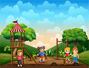 Children in the playground illustration